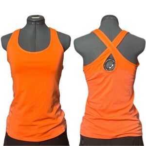 Athleta Swift Tank Women's size Small Cross Back Neon Orange fitted